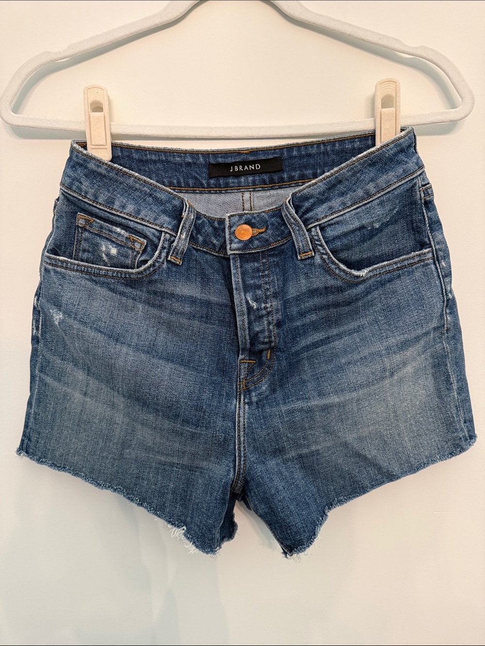 J Brand Blue Denim High-Rise Jean Shorts
